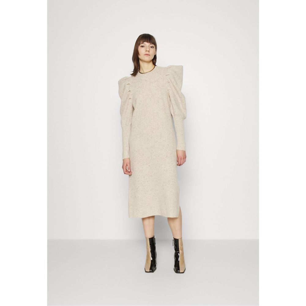 Ted Baker Marniaa Women's Oatmeal Wool Blend Gathered Sleeve Midi Dress Size 2